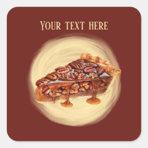 Cute pecan pie add message  square sticker