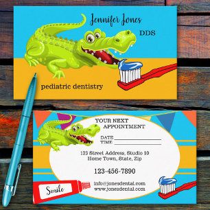 Cute Pediatric Dentist Appointment Business Card