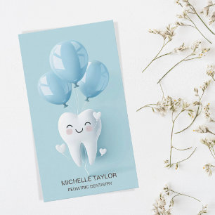 Cute Pediatric Family Dentist Tooth Smile Business Card