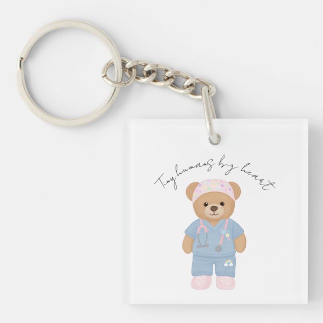 Cute Pediatric Nurse Acrylic Keychain (Front)