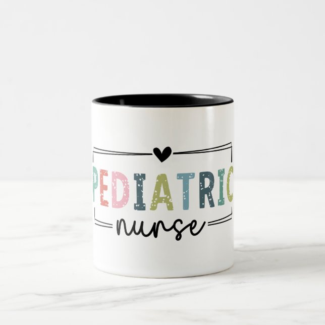  Cute Pediatric Nurse Two-Tone Coffee Mug (Center)