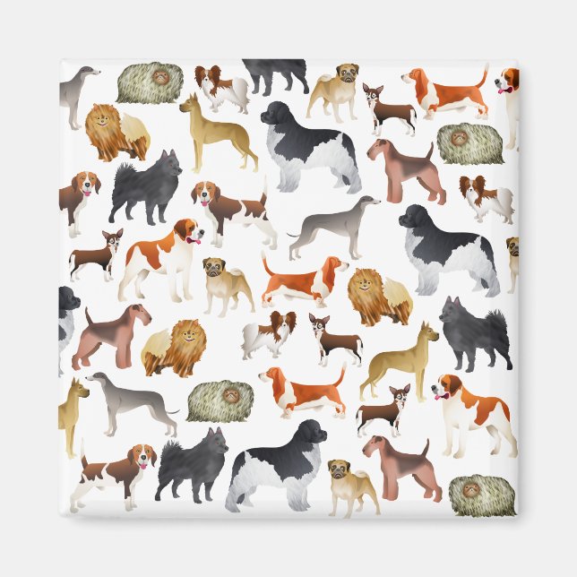 Cute Pedigree Pet Dog Wallpaper Design Magnet (Front)