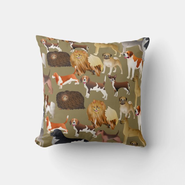 Cute Pedigree Pet Dog Wallpaper Design Throw Pillow (Front)
