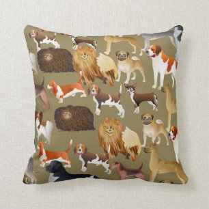 Cute Pedigree Pet Dog Wallpaper Design Throw Pillow