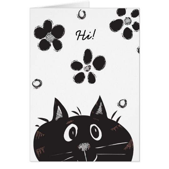 Cute Peek A Boo Cat saying Hi! Blank Card