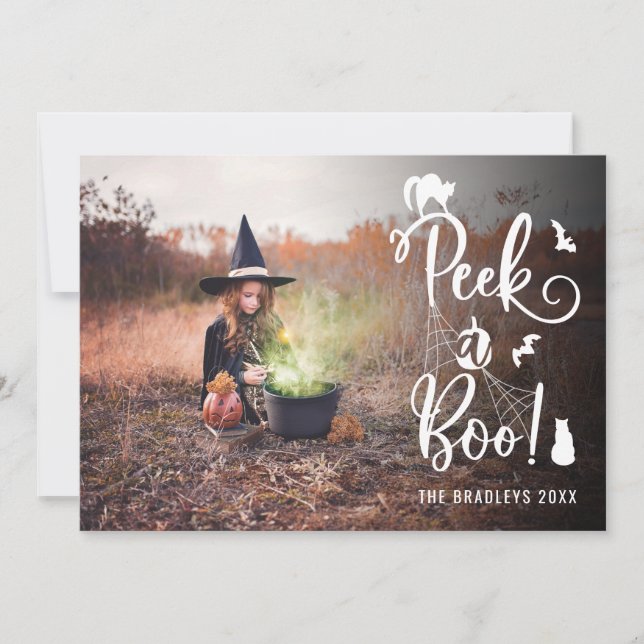 Cute Peek a Boo Halloween Photo Card (Front)