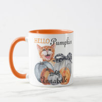 Cute Peek a Boo Orange Cat Hello Pumpkin Name
