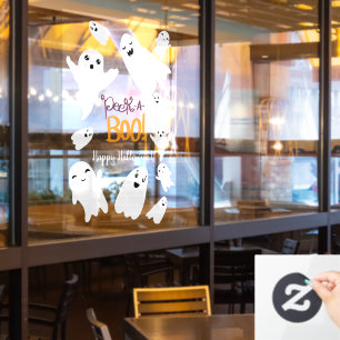 Cute peek a boo script Halloween funny ghosts Window Cling