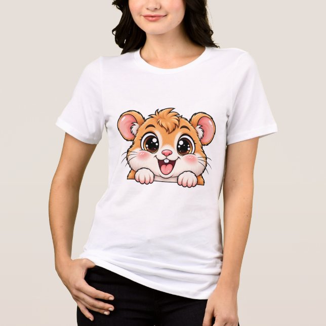 Cute Peekaboo Hamster Tri-Blend Shirt (Front)