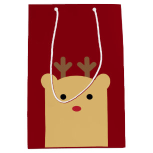 Cute Peekaboo Reindeer Holiday Gift Bag