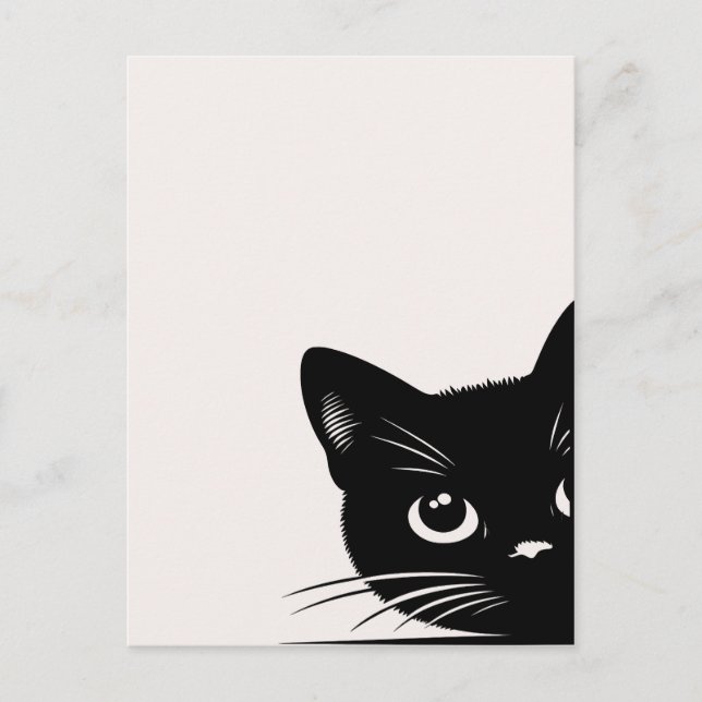 Cute Peeking Black Cat Postcard (Front)