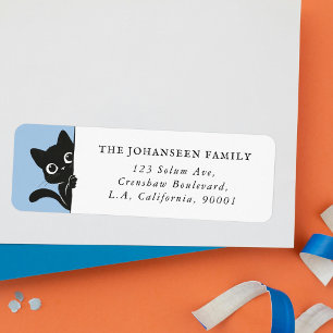 Cute Peeking Black Cat Return Address