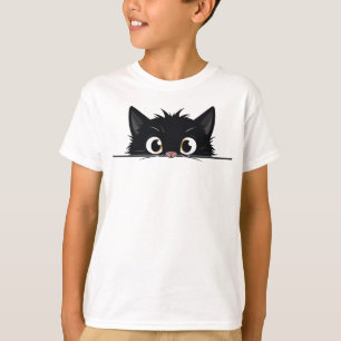 Cute Peeking Black Cat T-Shirt