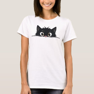 Cute Peeking Black Cat T-Shirt