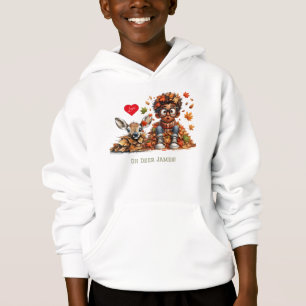 Cute Peeking Boy, Baby Deer, Falls Leaves