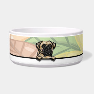 Cute Peeking Bull Mastiff, food or drink