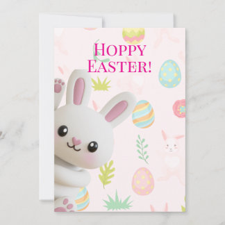 Cute Peeking Bunny Hoppy Easter Holiday Card