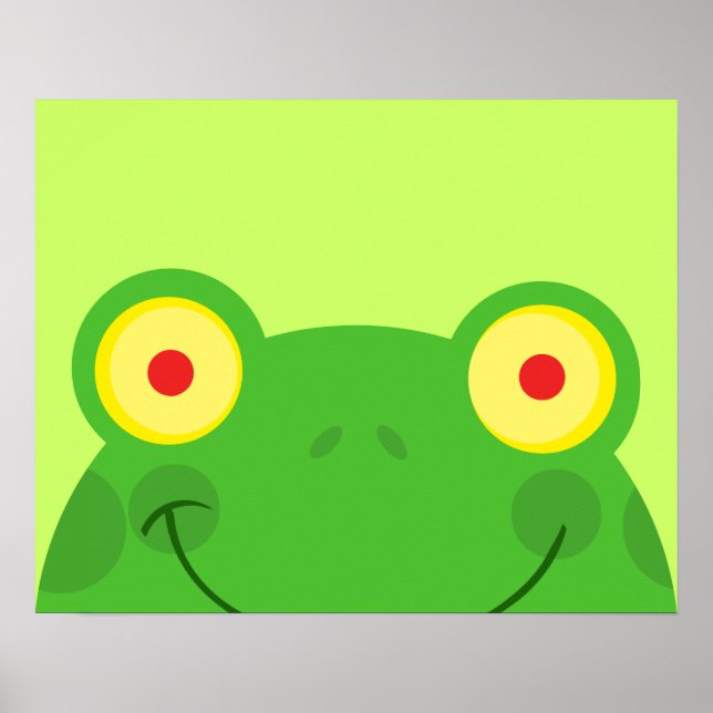 cute peeking cartoon frog froggy face poster (Front)