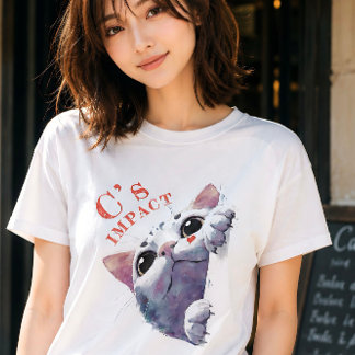 Cute Peeking Cat Acrylic Style - C’s IMPACT Orange T-Shirt