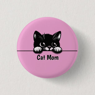 Cute Peeking Cat Design 1 Inch Round Button