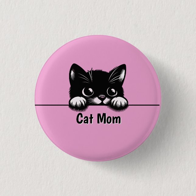 Cute Peeking Cat Design  1 Inch Round Button (Front)