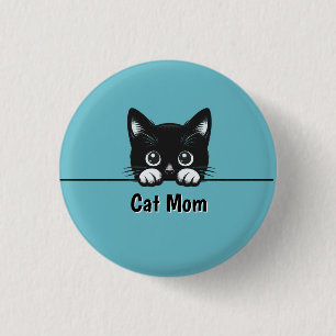 Cute Peeking Cat Design 1 Inch Round Button