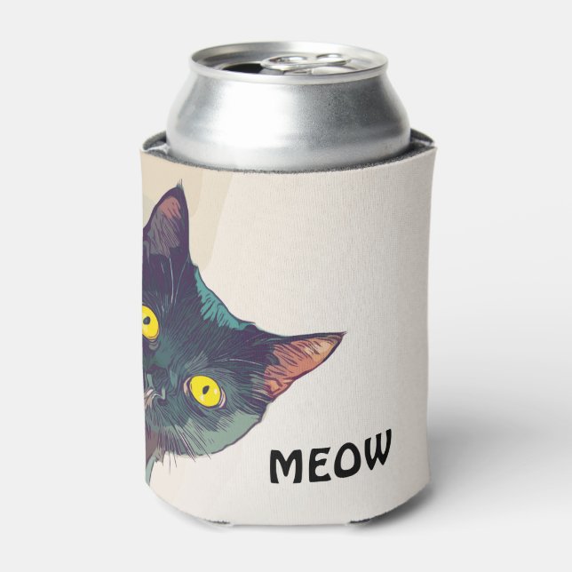 Cute Peeking Cat Design Can Cooler (Can Front)