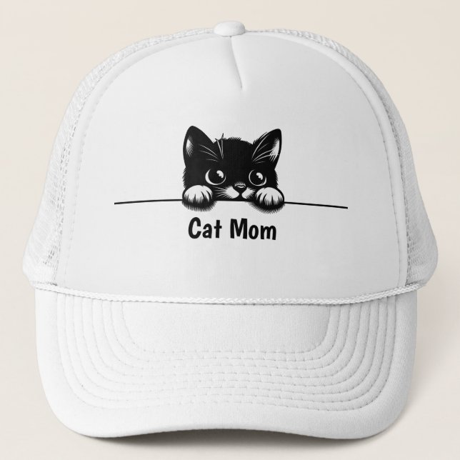 Cute Peeking Cat Design Casquette Casquette (Devant)