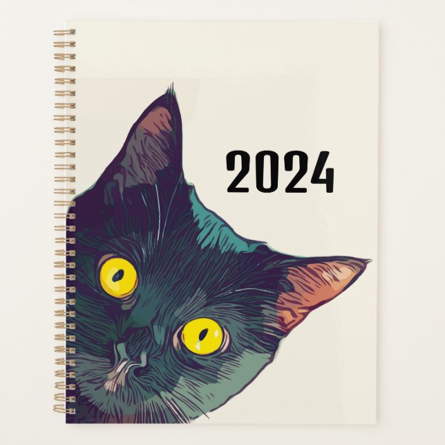 Cute Peeking Cat Design Planner/Organizer Planner (Front)