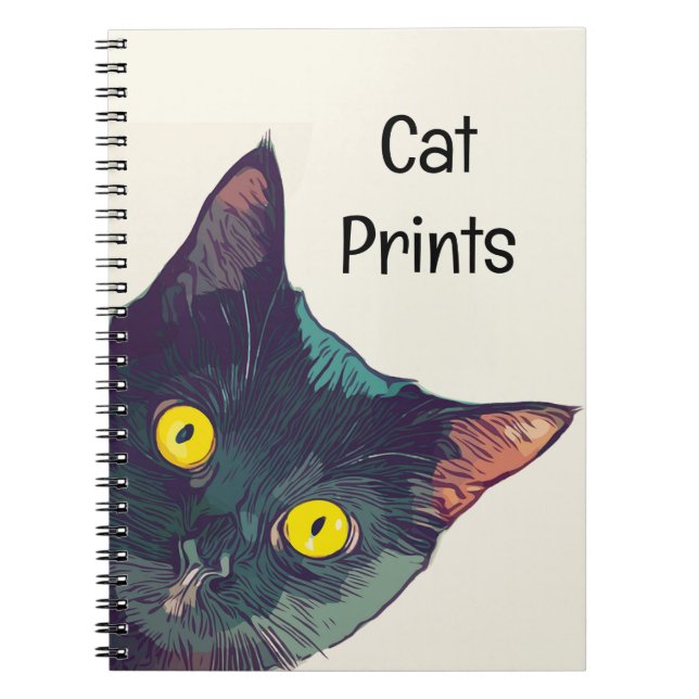 Cute Peeking Cat Design Spiral Notebook (Front)