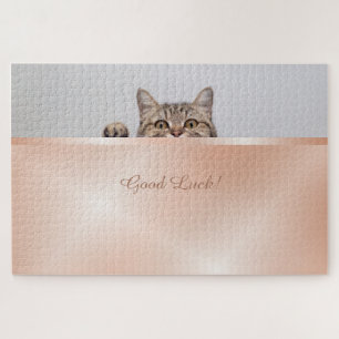 Cute Peeking Cat Difficult Jigsaw Puzzle