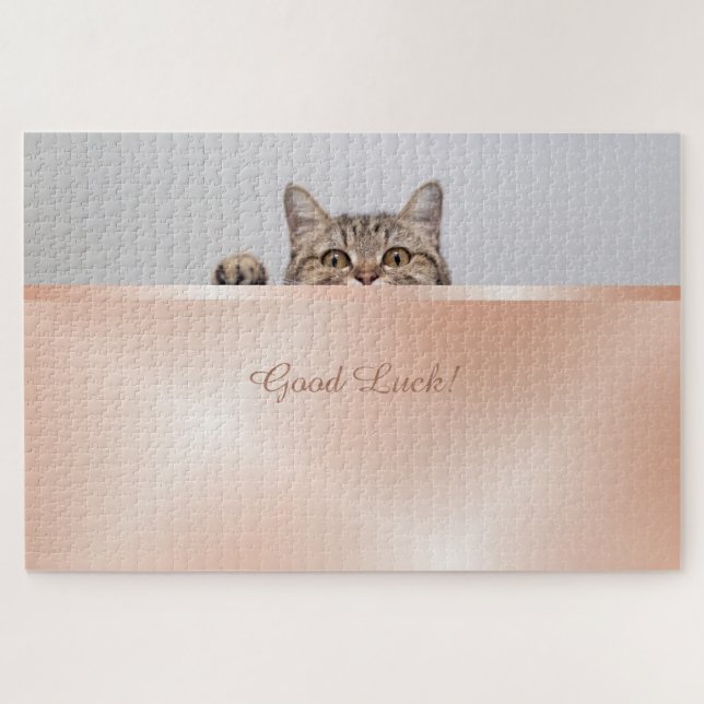 Cute Peeking Cat Difficult Jigsaw Puzzle (Horizontal)