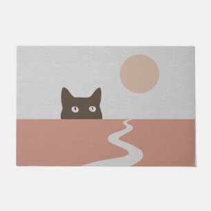 Cute Peeking Cat Doormat   Sunset Doormat Decor 