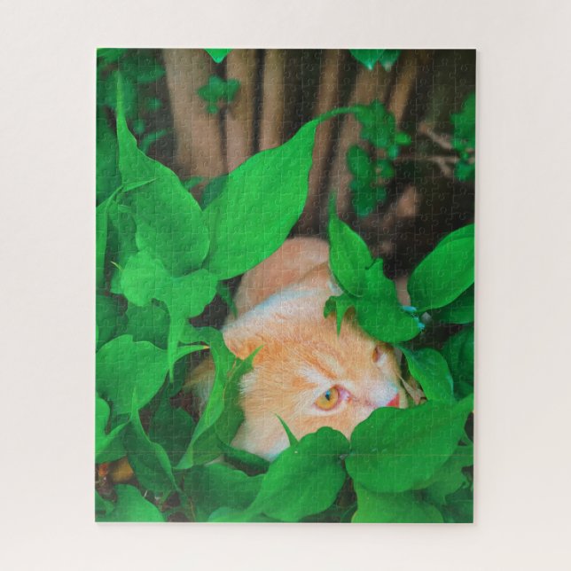 Cute peeking cat phot print jigsaw puzzle (Vertical)