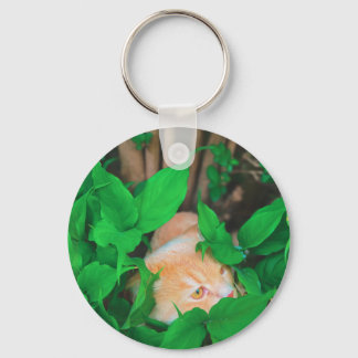 Cute peeking cat phot print keychain