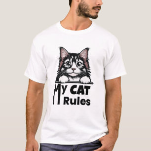 Cute Peeking Cat T-Shirt Funny Kitty Lover Gift 