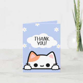 Cute Peeking Chat Carte de remerciements