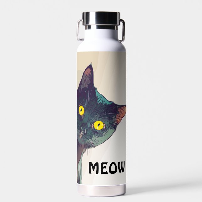 Cute Peeking Chat Conception Bouteille d'eau (Avant)