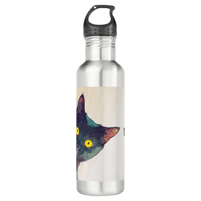 Cute Peeking Chat Conception Bouteille d'eau (Devant)