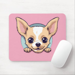Cute Peeking Chihuahua Dog Mouse Pad