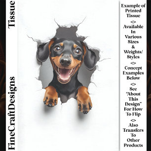 Cute Peeking Dachshund Dog Puppy CN8 Decoupage Tissue Paper