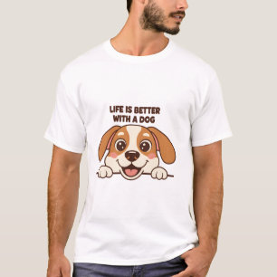 Cute Peeking Dog - Life is Better with a Dog Men T-Shirt