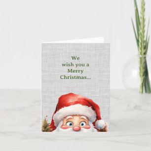 Cute Peeking Funny Santa Christmas Holiday Card