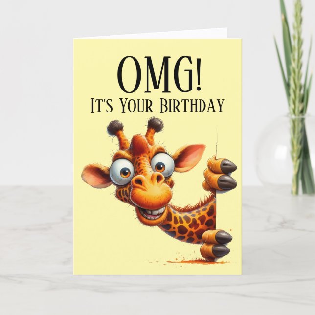 Cute Peeking Giraffe Birthday Card (Front)