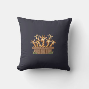 Cute Peeking Giraffes T-Shirt Design– Funny Carton Throw Pillow