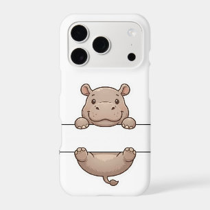 Cute Peeking Hippo Name Frame Split Monogram