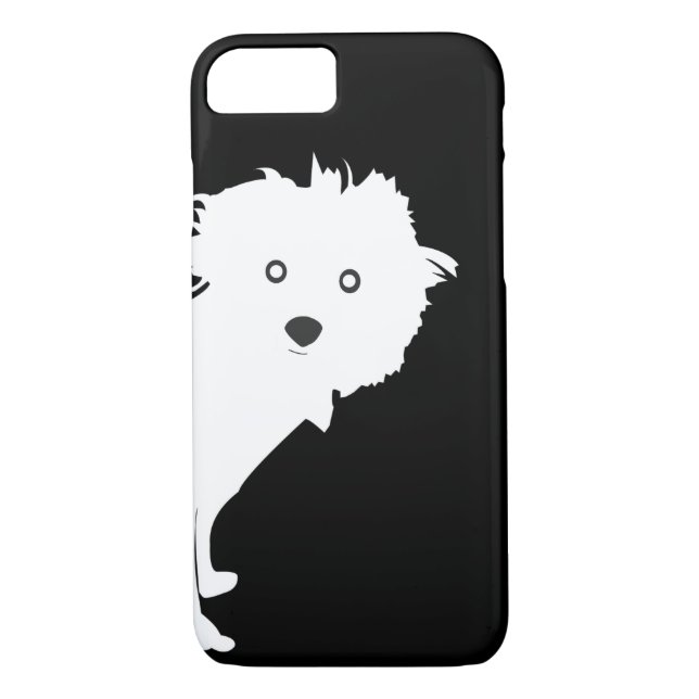 Cute Peeking Pup on Black Case-Mate iPhone Case (Back)