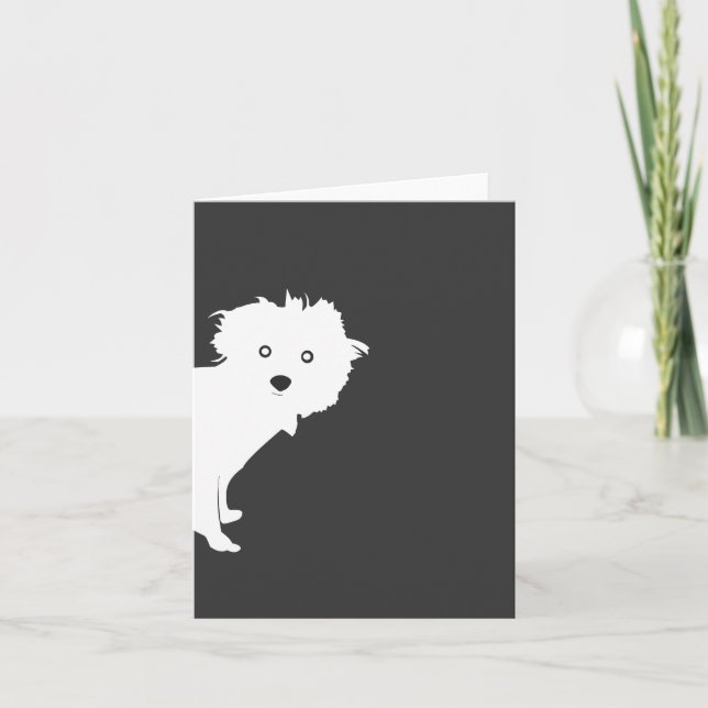 Cute Peeking Pup on Grey Card (Front)