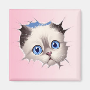 Cute Peeking Ragdoll Cat Magnet