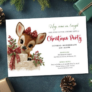 Cute peeking reindeer Xmas invite editable file